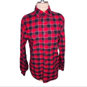 Merona brand Mens Lightweight Plaid Flannel Shirt, Casual Button-down  Small